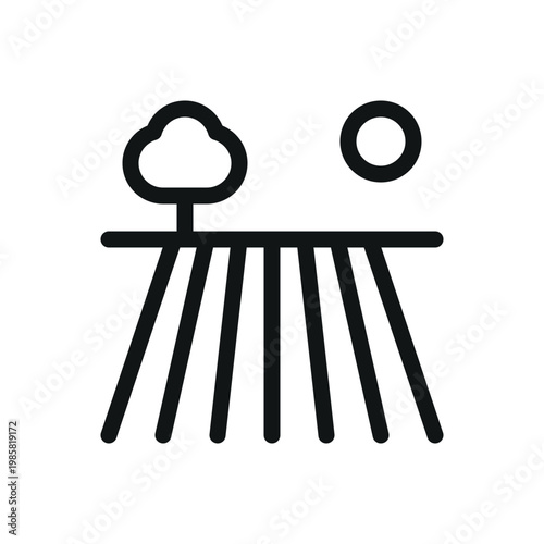 Plowed field line icon, farm field vector symbol with editable stroke