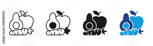 Healthy Food icon set multiple style collection