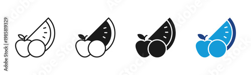 Fresh Fruit icon set multiple style collection