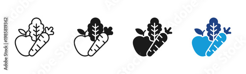 Organic Food icon set multiple style collection