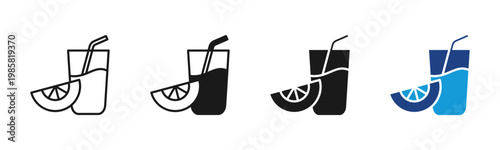 Detox Drink icon set multiple style collection