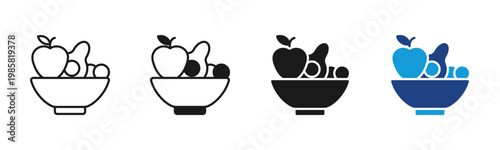 Fruit Bowl icon set multiple style collection