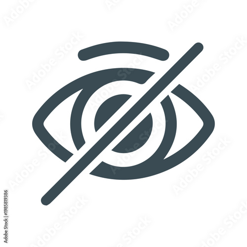 Hidden visibility eye icon with slash representing privacy and security protection in a minimalist flat design style