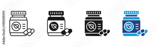 Vitamin Bottle icon set multiple style collection