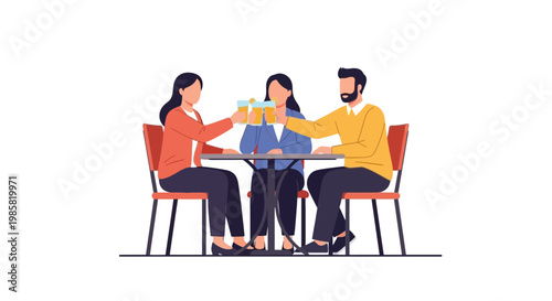 Group of Friends Toasting Drinks at a Dinner Table