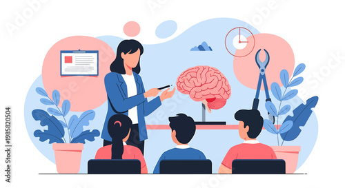 Brain Model Illustration for Educational Purposes in a Classroom Setting.