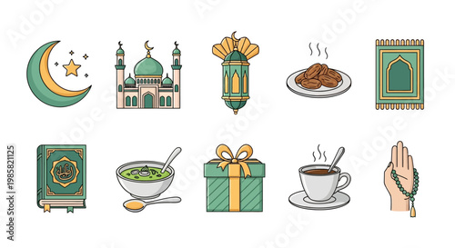 Illustrations of pilgrims performing Hajj rituals at holy sites
