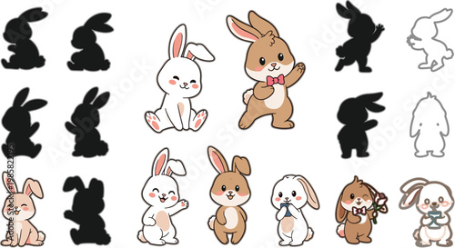 Art & IllustrationCute cat and kitten playing on green meadow vector illustration, cartoon pets outdoor scene, happy animals family, nature background, kids friendly design