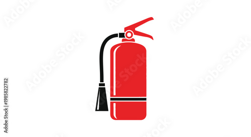 A simple red fire extinguisher depicted in a flat illustrative style