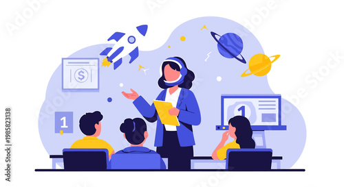 Engaging Online Tutor Guiding Students in Virtual Classroom Setting.