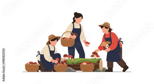 Family Picking Fruits at Market Stand, Fresh Organic Produce
