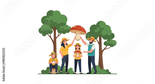 Family Enjoying Picnic in a Park with Trees and Sunshine