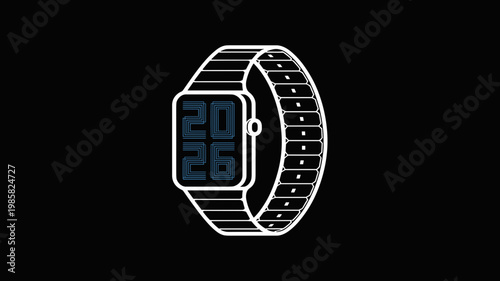 Clean smartwatch graphic with modular band segments - for gadget design presentations