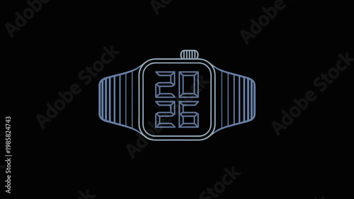 Vector smart wearable device icon with blue screen glow - for lifestyle technology visuals