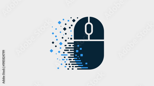 Vector computer mouse with digital stardust trail - for creative technology visuals