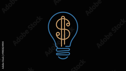 Geometric money idea lamp with dollar filament graphic - for startup investment imagery