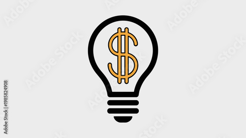 Vector lightbulb with dollar sign filament icon - for financial idea visuals