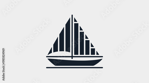 Clean sailboat illustration with statistical sail design - for growth navigation content