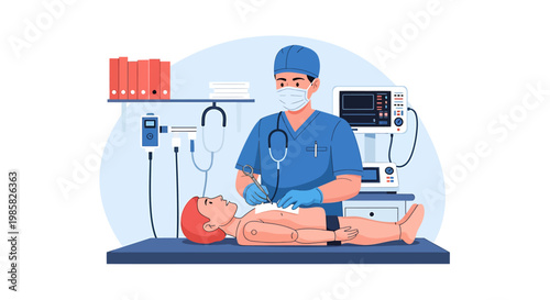 Medical Professional Performing CPR on Patient in Emergency Room.