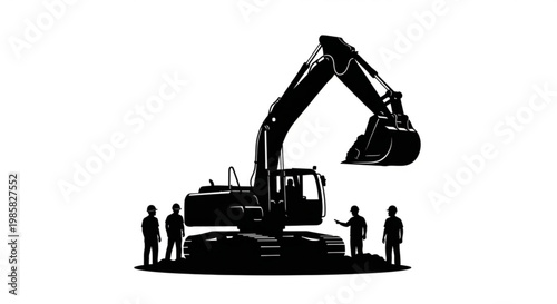 Yellow excavator machine isolated on a white background used for heavy construction and digging work