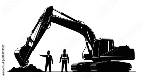 Yellow excavator working at a construction site during sunset with heavy machinery digging earth