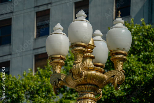Lamp detail in buenos aires 25 mayo 1910 monument place in front of presidential palace casa rosada pink house