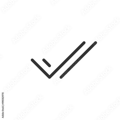 Two checkmarks pixel perfect linear ui icon. Messenger indicator. Social media. Online chat. GUI, UX design. Outline isolated user interface element for app and web. Editable stroke. Arial font used