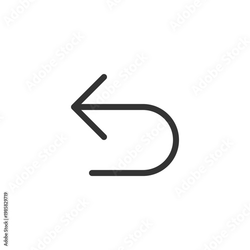 Undo pixel perfect linear ui icon. Digital program navigation. Move to previous step. Pointer. GUI, UX design. Outline isolated user interface element for app and web. Editable stroke. Arial font used