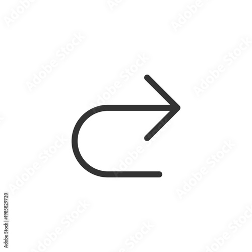 Repeat pixel perfect linear ui icon. Redo action. Digital program navigation. Next step. GUI, UX design. Outline isolated user interface element for app and web. Editable stroke. Arial font used