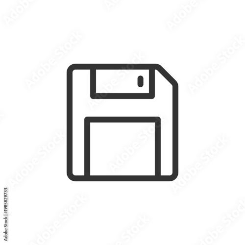 Save pixel perfect linear ui icon. Floppy disk. Digital storage and memory. Electronic device. GUI, UX design. Outline isolated user interface element for app and web. Editable stroke. Arial font used