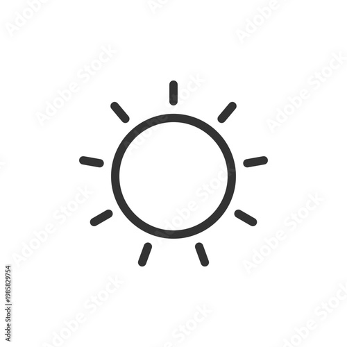 Sun pixel perfect linear ui icon. Brightness tool. Photo editor instrument. Repair contrast. GUI, UX design. Outline isolated user interface element for app and web. Editable stroke. Arial font used