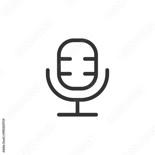 Microphone pixel perfect linear ui icon. Audio recording. Video editor. Voice over tool. GUI, UX design. Outline isolated user interface element for app and web. Editable stroke. Arial font used