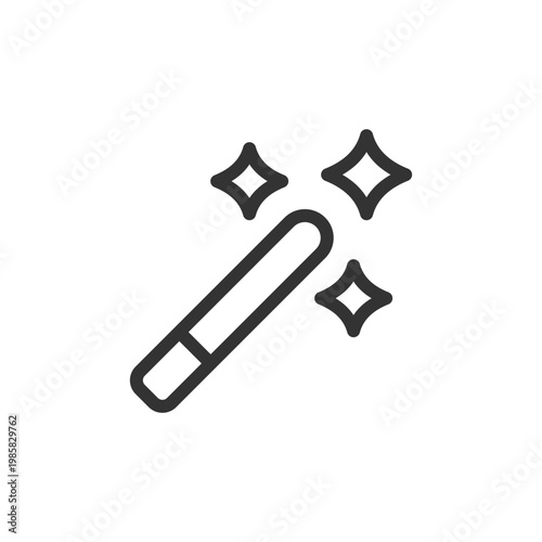 Magic wand tool pixel perfect linear ui icon. Wizard accessory. Area selection. Photo editor. GUI, UX design. Outline isolated user interface element for app and web. Editable stroke. Arial font used