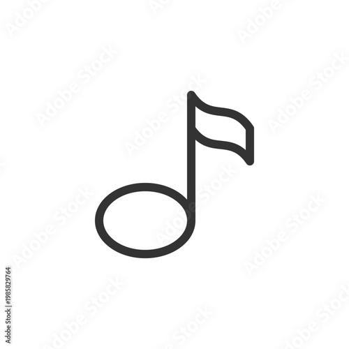 Musical note pixel perfect linear ui icon. Pitch, duration. Multimedia player. Video editor. GUI, UX design. Outline isolated user interface element for app and web. Editable stroke. Arial font used