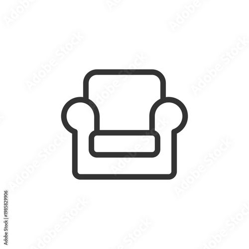 Armchair pixel perfect linear ui icon. Selling furniture online. Ecommerce site. Retail store. GUI, UX design. Outline isolated user interface element for app and web. Editable stroke. Arial font used