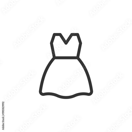 Dress pixel perfect linear ui icon. Women clothing store. Stylish apparel. Branded clothes. GUI, UX design. Outline isolated user interface element for app and web. Editable stroke. Arial font used