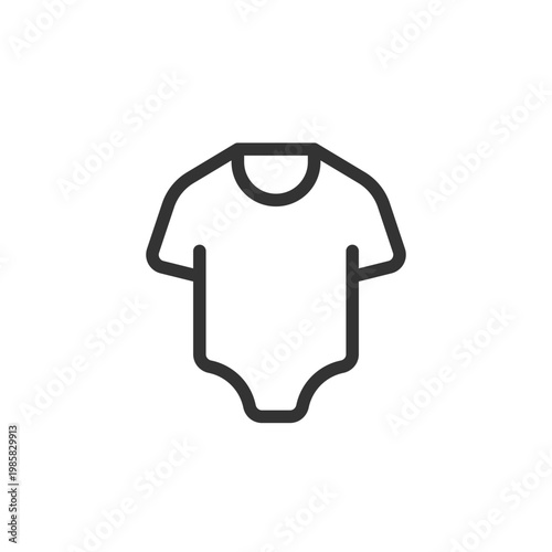 Baby bodysuit pixel perfect linear ui icon. Sleepwear for kid. Infant clothes. Online store. GUI, UX design. Outline isolated user interface element for app and web. Editable stroke. Arial font used