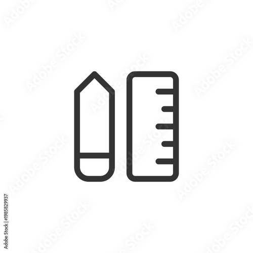 Stationery pixel perfect linear ui icon. Buy essentials for school, office. Back to school. GUI, UX design. Outline isolated user interface element for app and web. Editable stroke. Arial font used