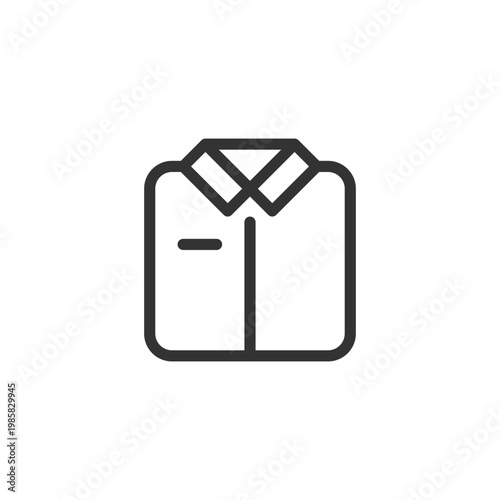 Folded shirt pixel perfect linear ui icon. Work uniform. Pajamas store. Formal clothes. GUI, UX design. Outline isolated user interface element for app and web. Editable stroke. Arial font used