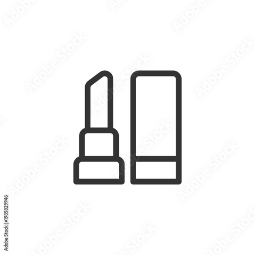 Lipstick pixel perfect linear ui icon. Beauty product selling. Cosmetics store. E commerce. GUI, UX design. Outline isolated user interface element for app and web. Editable stroke. Arial font used