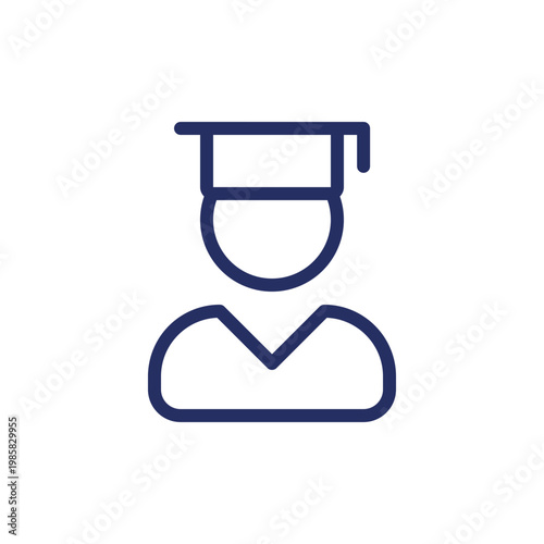 Male student pixel perfect linear ui icon. Graduate boy. Alumnus of college, high school. GUI, UX design. Outline isolated user interface element for app and web. Editable stroke. Arial font used