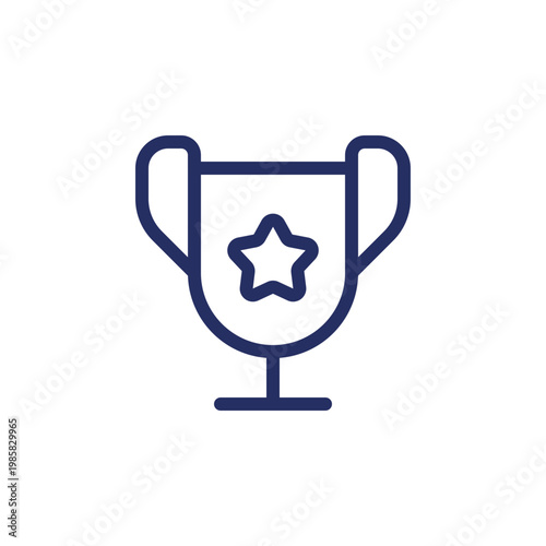 Trophy cup pixel perfect linear ui icon. Outstanding student award. Academic competition. GUI, UX design. Outline isolated user interface element for app and web. Editable stroke. Arial font used