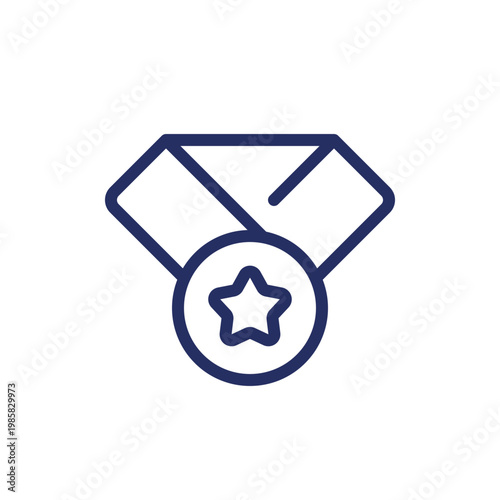 Award badge pixel perfect linear ui icon. Reward top student. Outstanding achievement. GUI, UX design. Outline isolated user interface element for app and web. Editable stroke. Arial font used