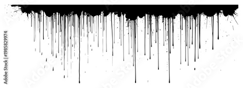 Long vertical ink drips and messy paint splatter border in urban style