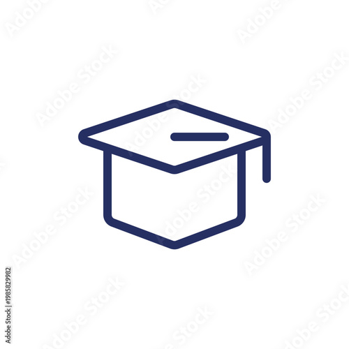 Mortarboard hat pixel perfect linear ui icon. Square bachelor graduation cap. Academic attire. GUI, UX design. Outline isolated user interface element for app and web. Editable stroke. Arial font used