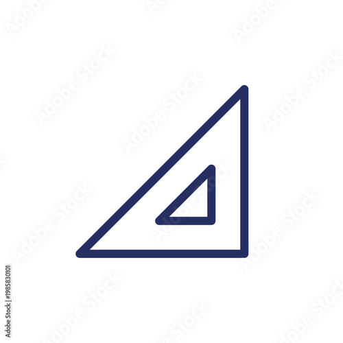 Rectangle ruler pixel perfect linear ui icon. Mathematical instrument. Geometric tool. GUI, UX design. Outline isolated user interface element for app and web. Editable stroke. Arial font used