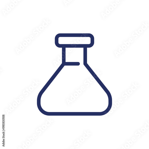 Erlenmeyer flask pixel perfect linear ui icon. Chemistry glassware. Lab equipment. GUI, UX design. Outline isolated user interface element for app and web. Editable stroke. Arial font used