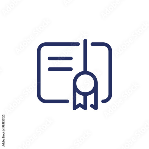 Certificate pixel perfect linear ui icon. Appreciation letter. Outstanding student award. GUI, UX design. Outline isolated user interface element for app and web. Editable stroke. Arial font used