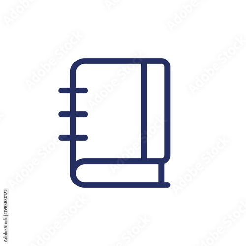 School notebook pixel perfect linear ui icon. Spiral composition book. Note-taking. GUI, UX design. Outline isolated user interface element for app and web. Editable stroke. Arial font used