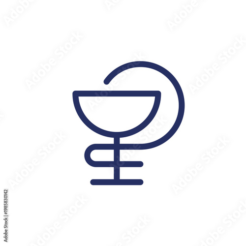 Bowl of Hygieia pixel perfect linear ui icon. Pharmaceutical symbol. Emblem of pharmacology. GUI, UX design. Outline isolated user interface element for app and web. Editable stroke. Arial font used